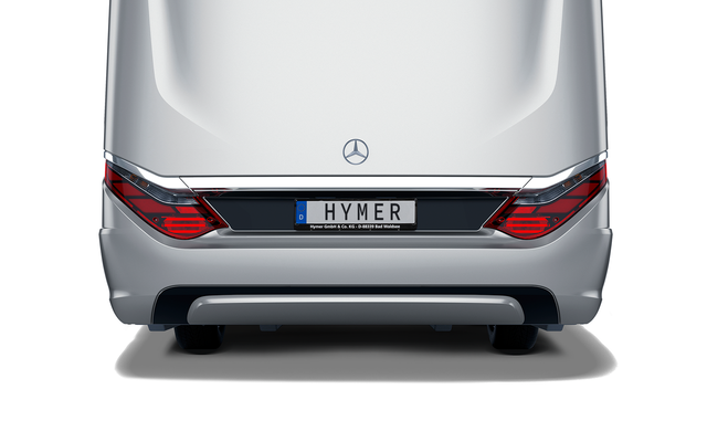 Markantes Heckdesign HYMER Reisemobil auf Mercedes-Fahrgestell
